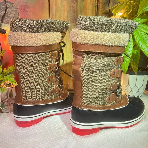 DREAM PAIRS Women's Mid Calf Winter Snow Boots, 6 M US, Brown - Picture 7 of 12